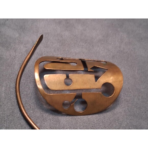 Mid Century Brass Hair Slide Barrette with Stick Bun Holder